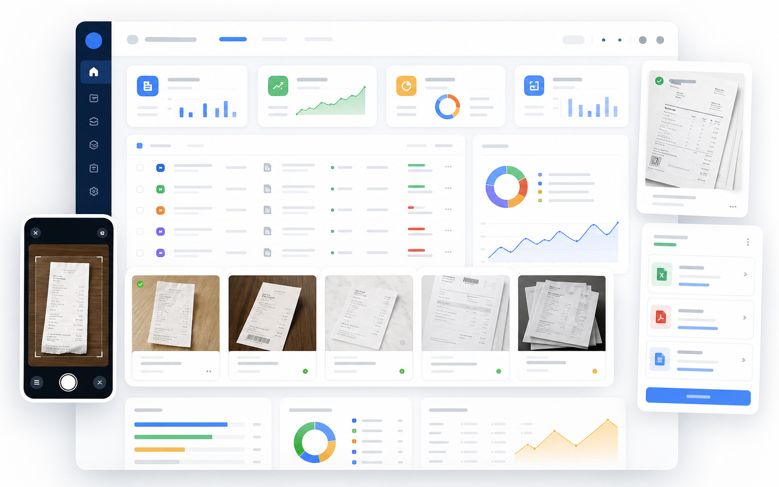 Receipt and transaction management app illustration