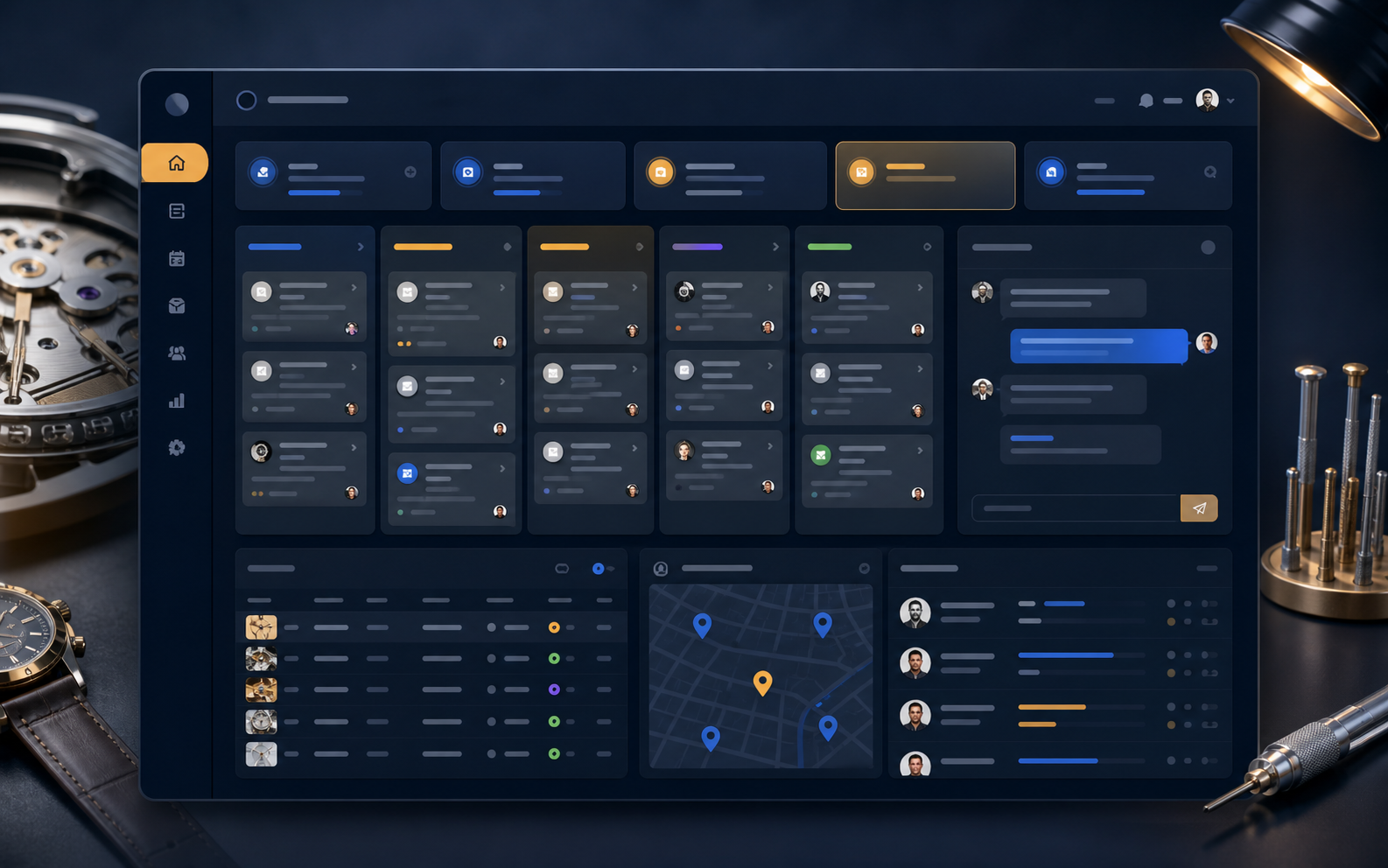 Repair service tracking dashboard illustration