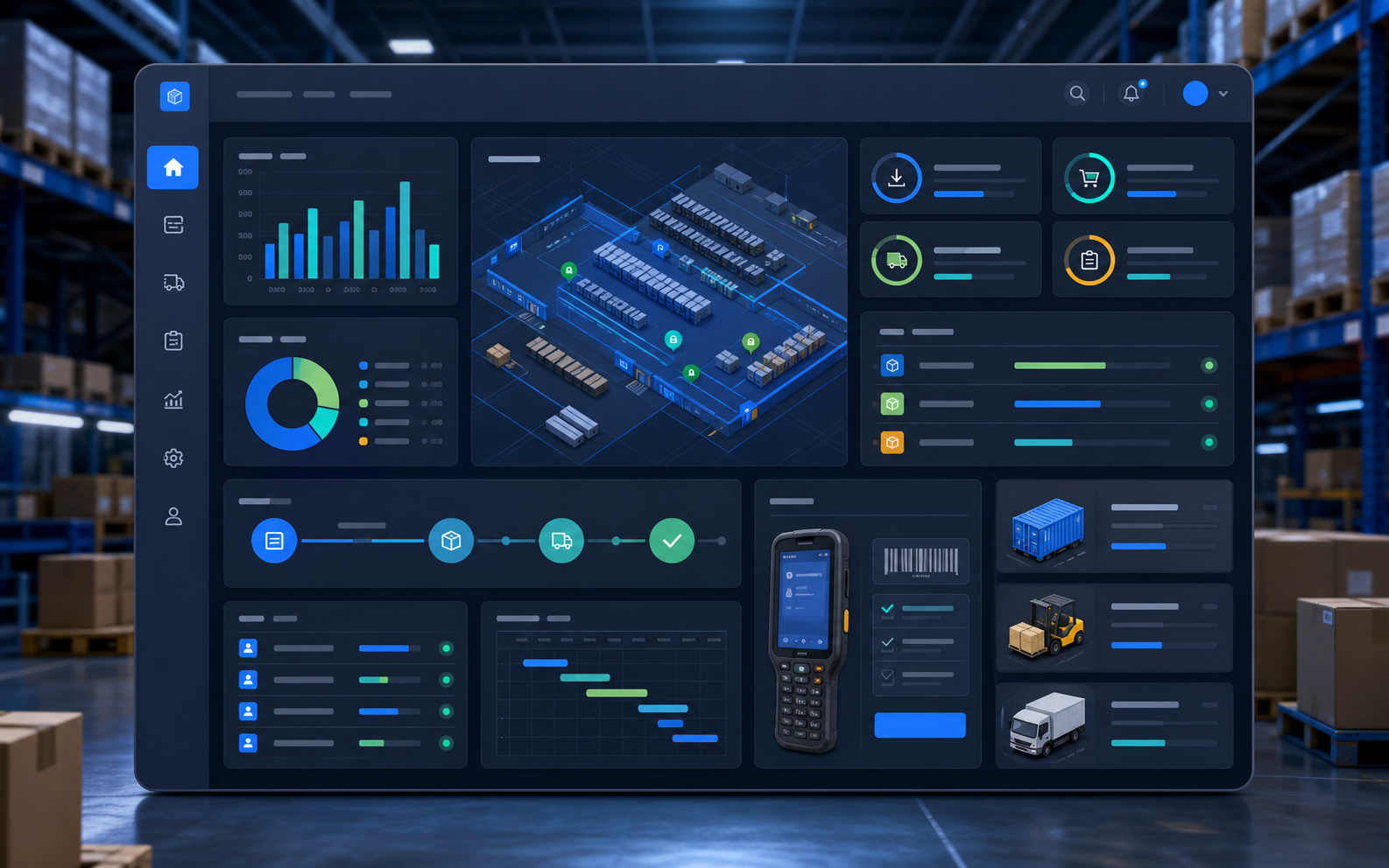 Warehouse management system dashboard illustration